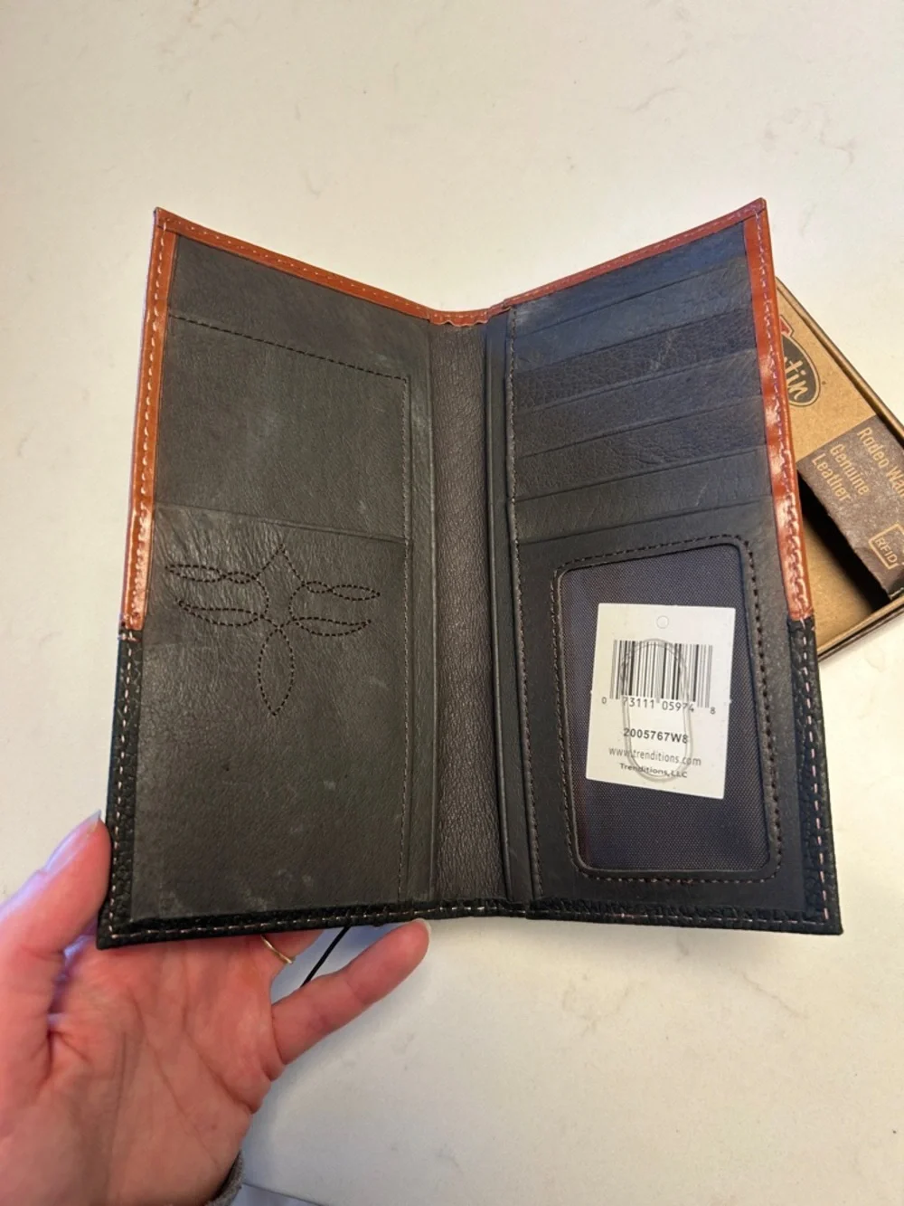 Justin Boots Brown and Black Rodeo RFID Leather Card Holder
